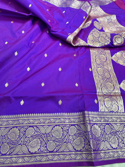 Purple  Pure Katan Silk Saree