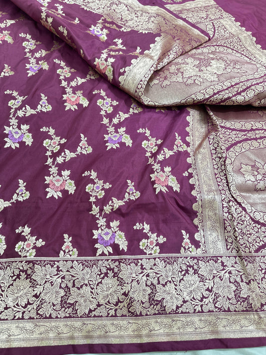 Plum Wine Pure Katan Silk Saree