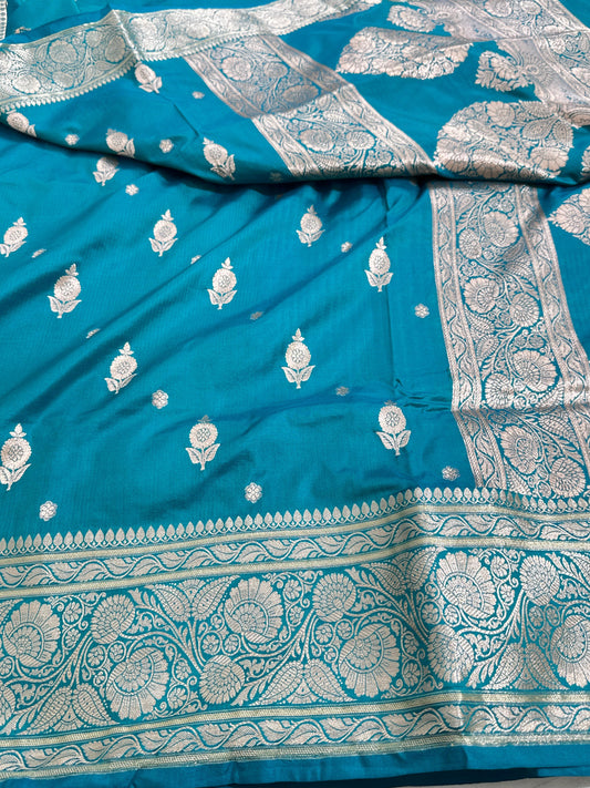 Sea Green Pure Katan Silk Saree