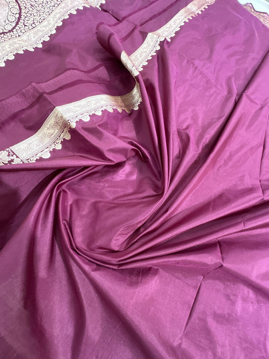 Plum Wine Pure Katan Silk Saree