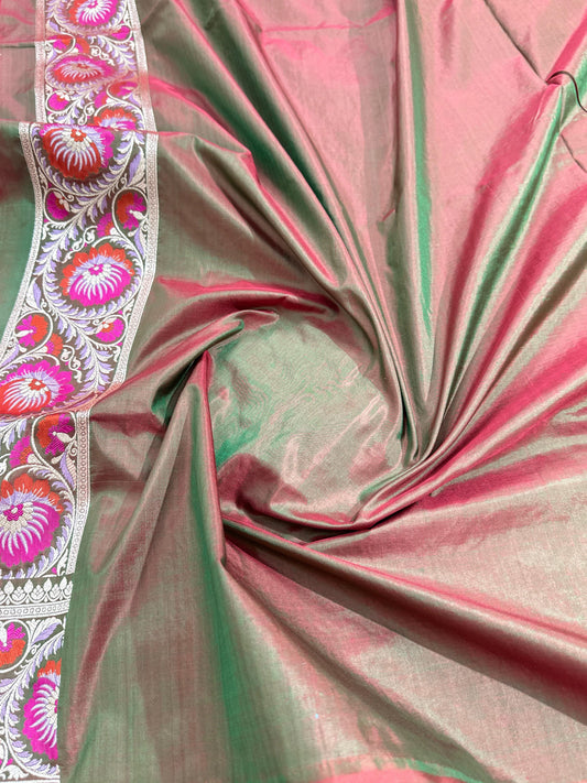 Dark Olive Green Pure Katan Silk Saree