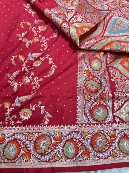 Red Pure Katan Silk Saree