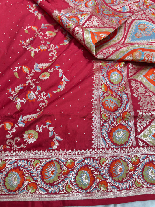 Red Pure Katan Silk Saree