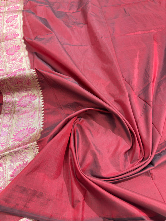 Maroon Pure Katan Silk Saree