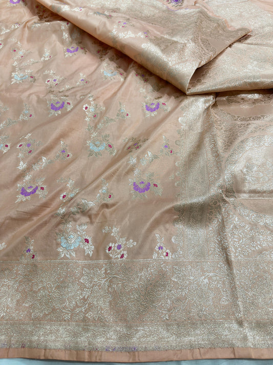 Blush Pink Pure Katan Silk Saree
