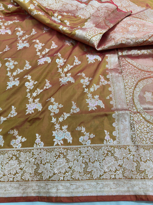 Mustard Yellow Pure Katan Silk Saree