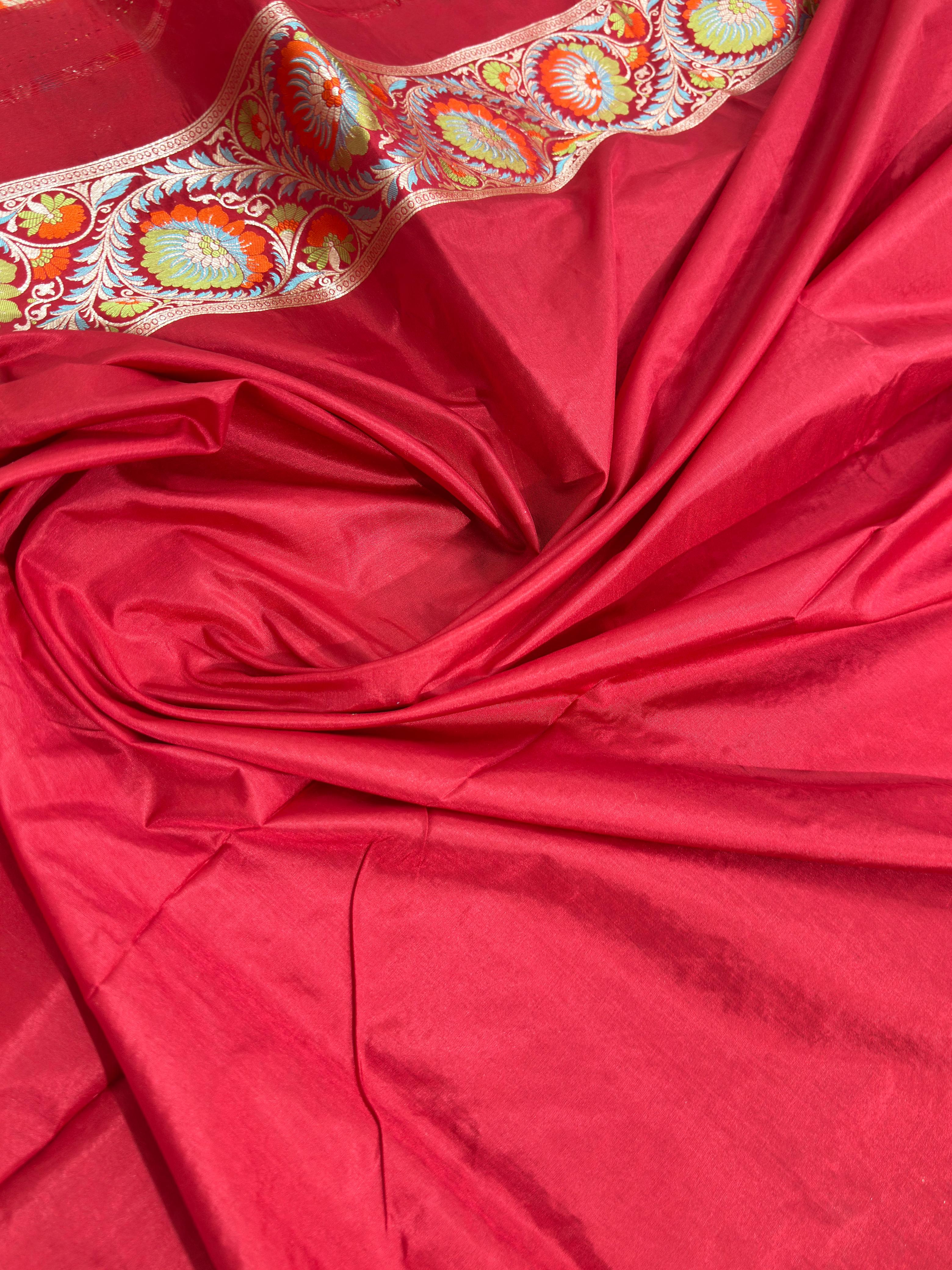 Red Pure Katan Silk Saree