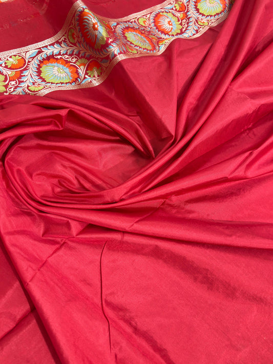 Red Pure Katan Silk Saree