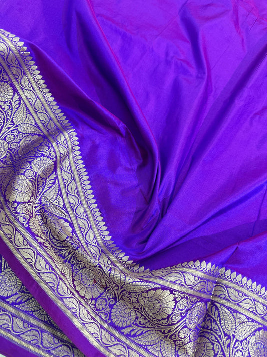 Purple  Pure Katan Silk Saree
