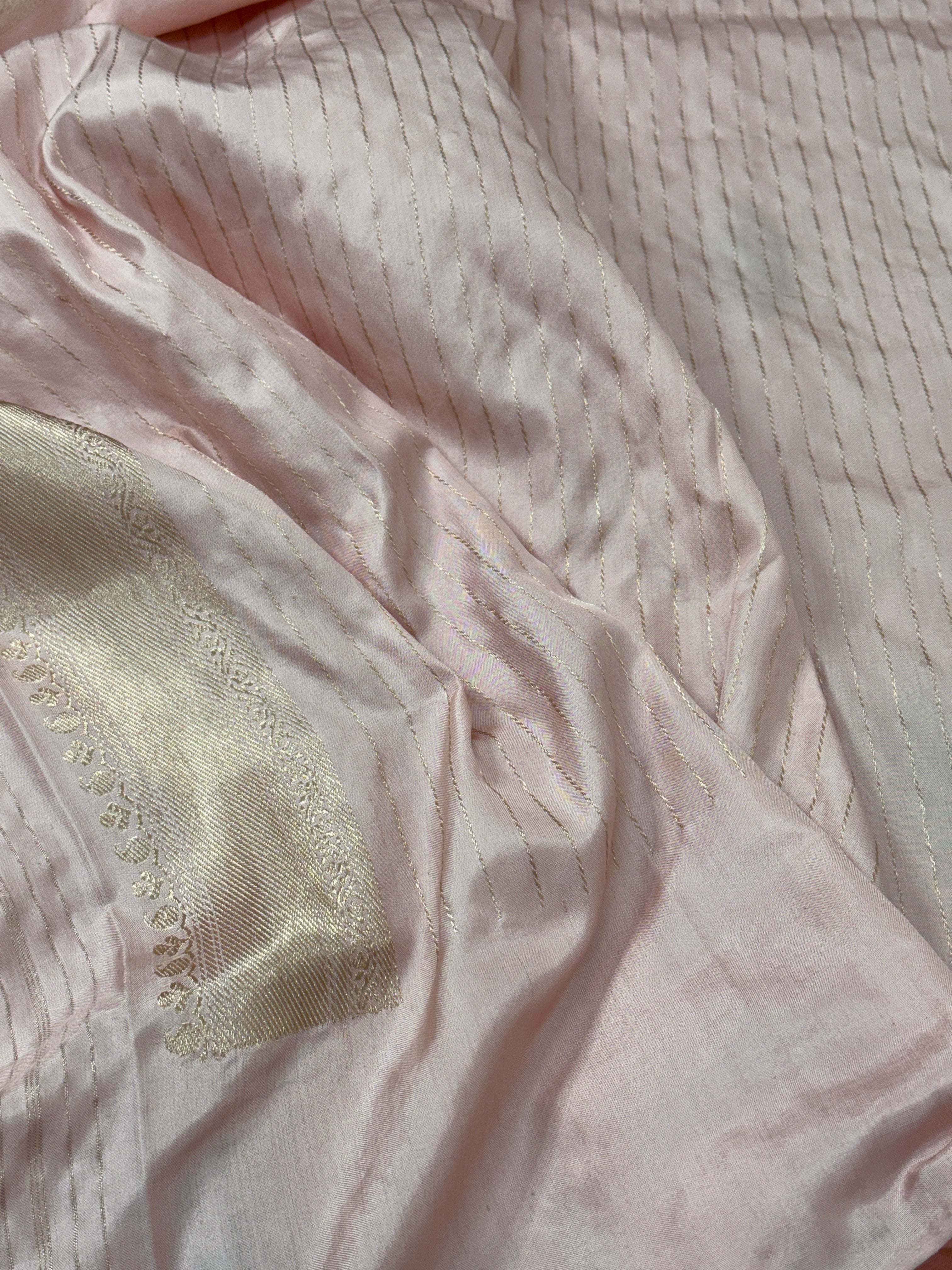 Baby Pink Pure Handwoven Ektara Katan Silk Banarasi Saree