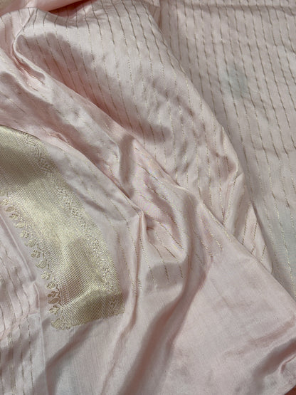 Baby Pink Pure Handwoven Ektara Katan Silk Banarasi Saree