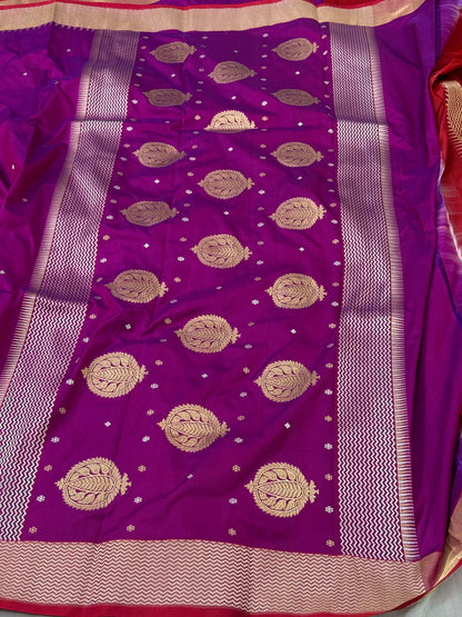 Magenta Pure Handwoven Katan Silk Banarasi Saree