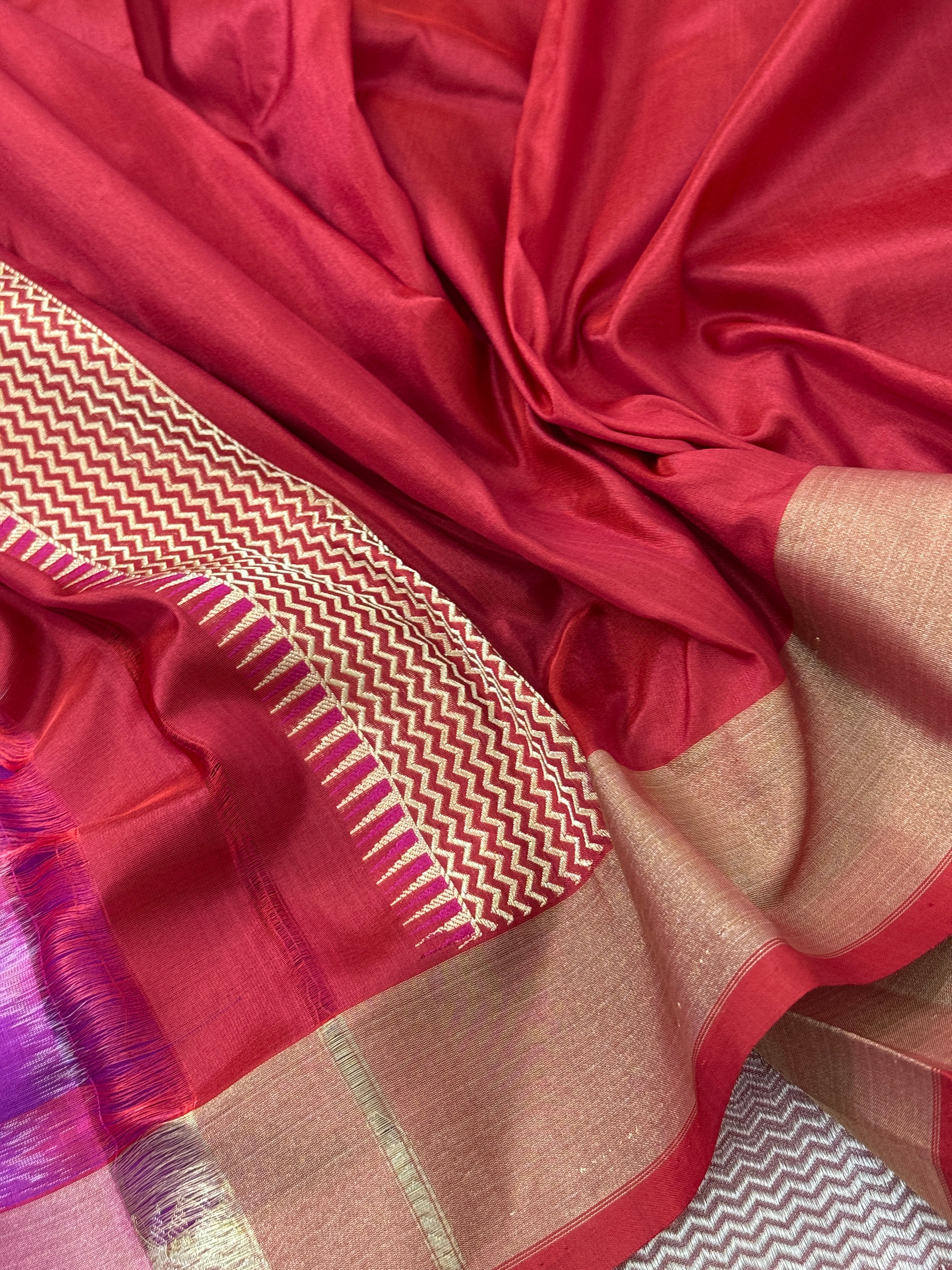 Magenta Pure Handwoven Katan Silk Banarasi Saree