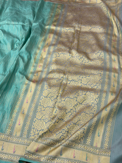 Sea Green Pure Handwoven Banarasi Pure katan Silk Ektara Saree
