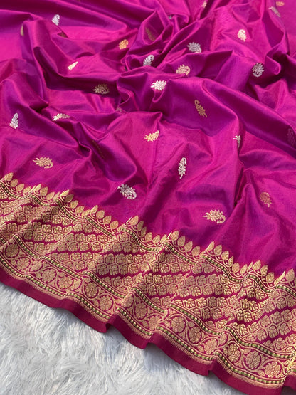 Lavender Shade Pure Katan Silk Handwoven Banarasi Saree