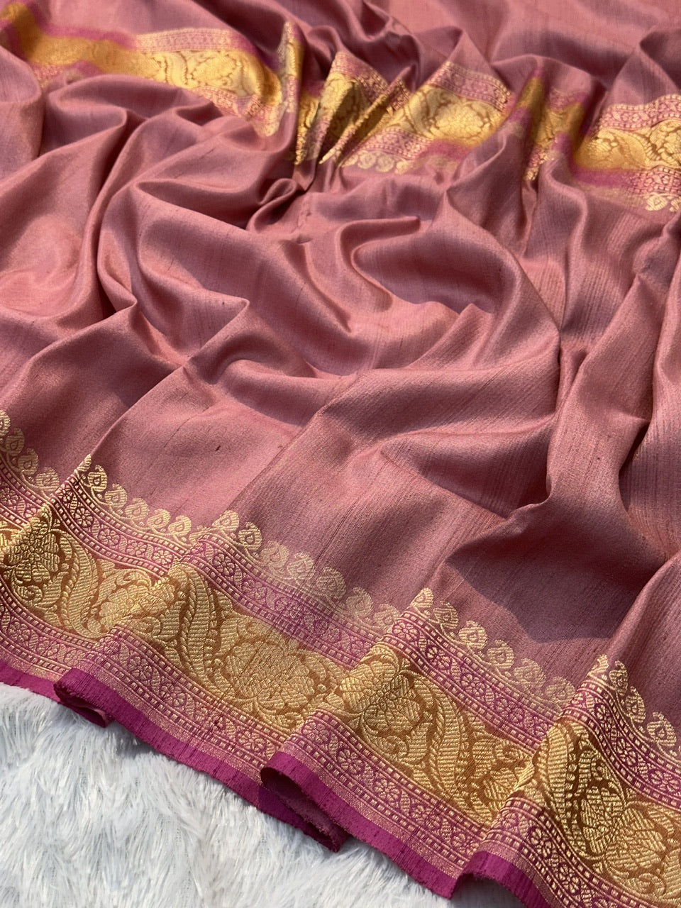 Coffee Shade Pure Tussar Silk Handwoven Banarasi Saree