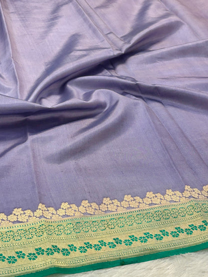 Multi Color Pure Katan Silk Flower Boota Handwoven Banarasi Saree