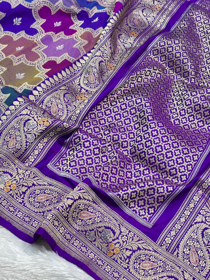 Contemporary Pure Katan Silk Handwoven Bnarasi Saree