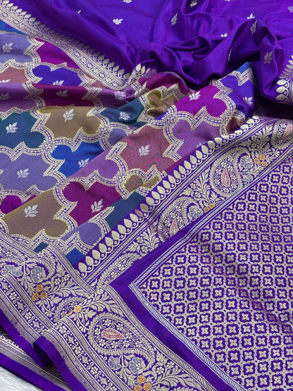 Contemporary Pure Katan Silk Handwoven Bnarasi Saree