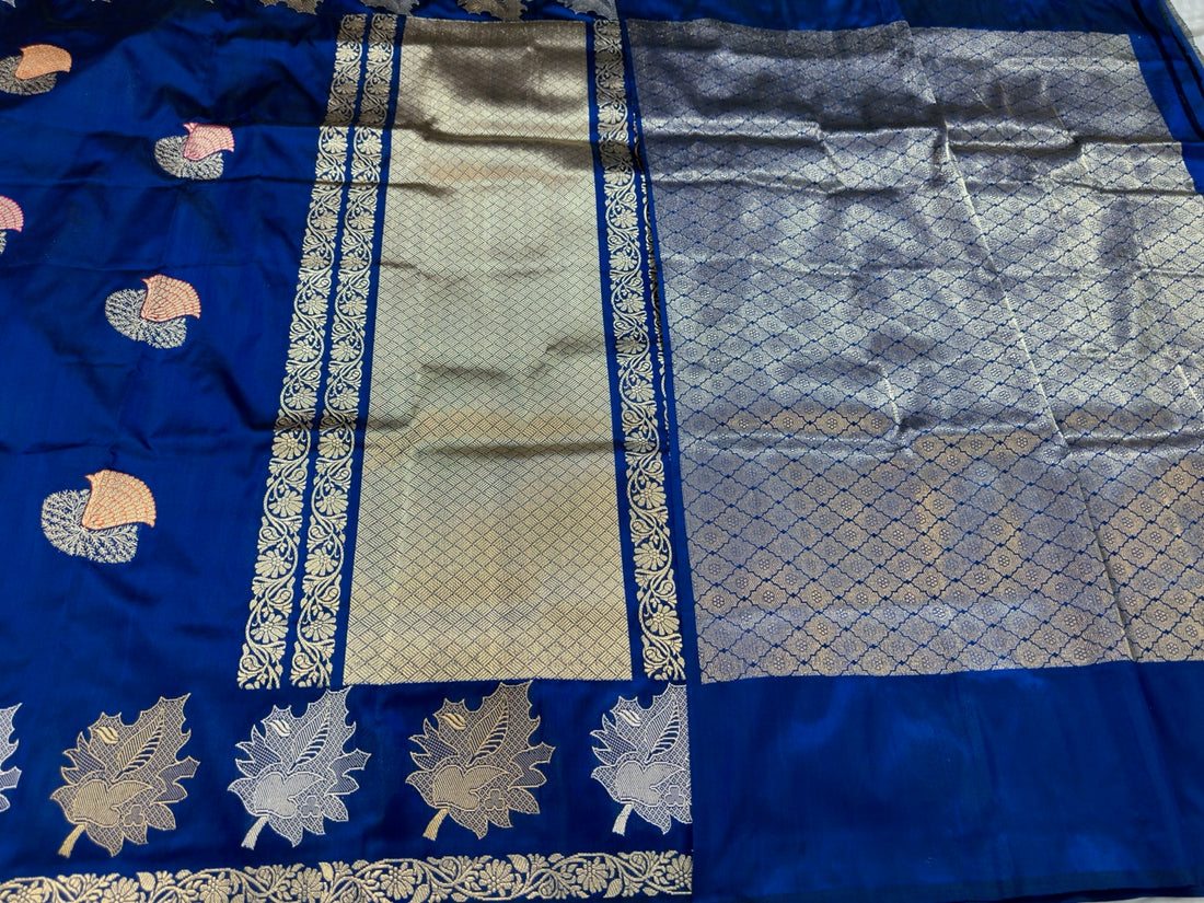 Royal Blue Handwoven Banarasi Ektara Pure Silk Saree