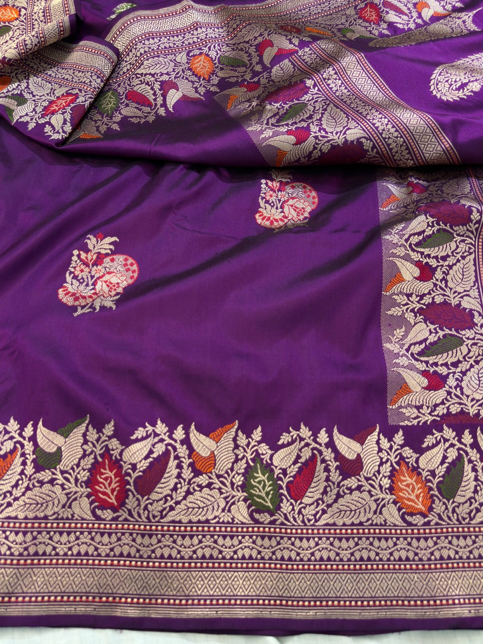Rich Royal Purple Handwoven Banarasi Ektara Pure Silk Saree