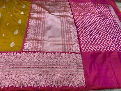 Musterd Pure Handwoven Banarasi Katan Silk Saree (Ektara)