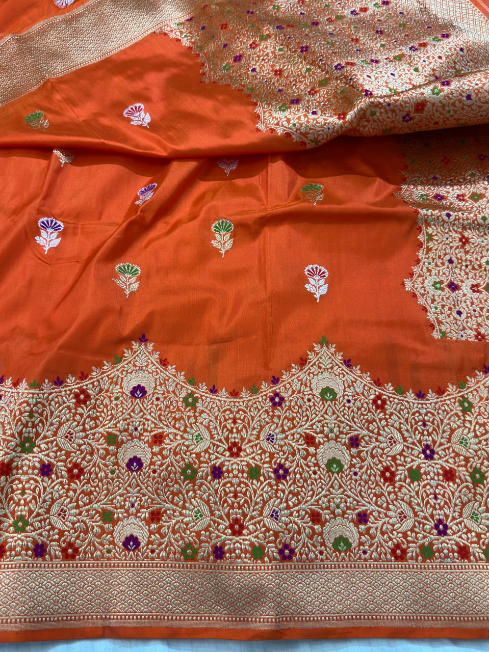 Orange Handwoven Banarasi Pure Katan Silk Saree
