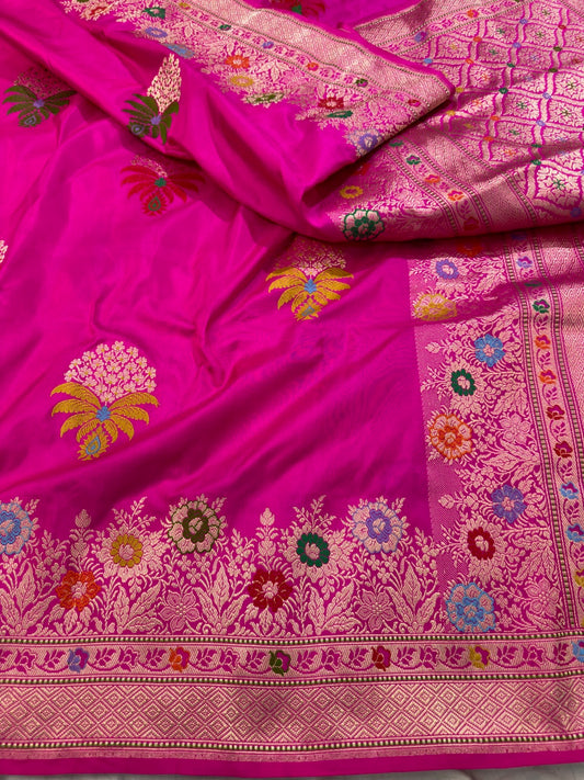 Rani Ektara Handwoven Banarasi Pure Silk Saree
