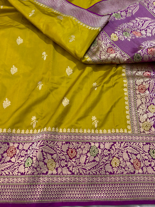 Mustard Handwoven Banarasi Pure Ektara Saree