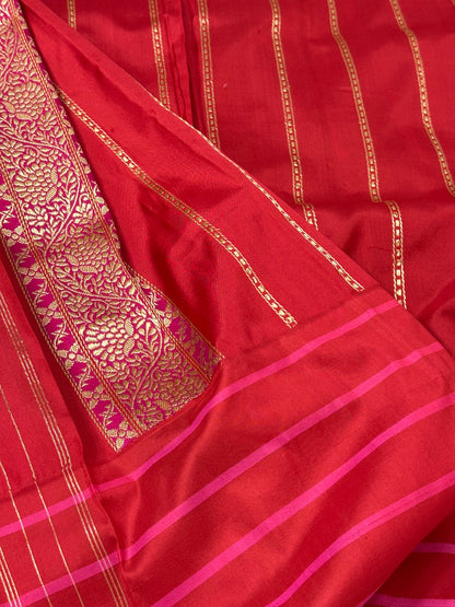 Ruby Red Handwoven Banarasi Pure katan Silk Saree