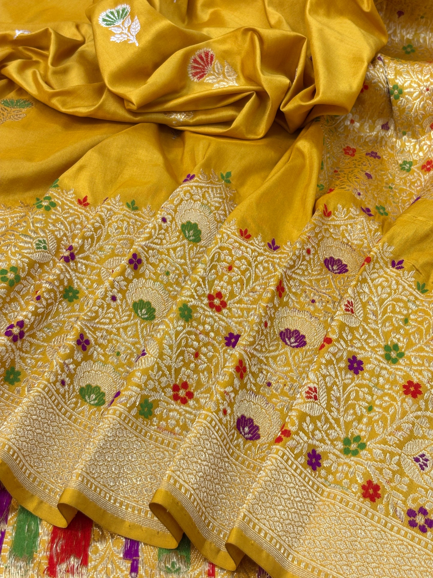 Musterd Pure Handwoven katan Silk Banarasi Saree