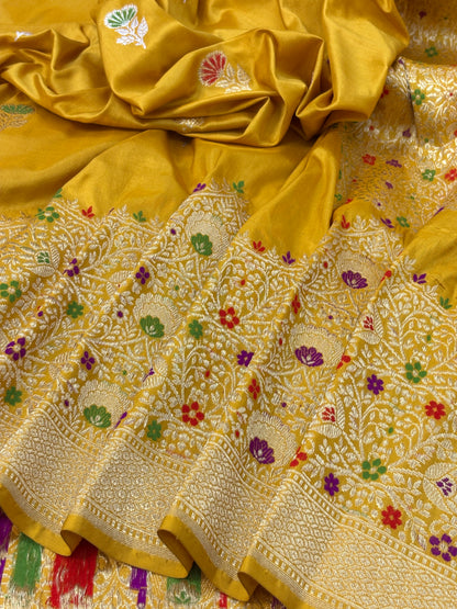 Musterd Pure Handwoven katan Silk Banarasi Saree