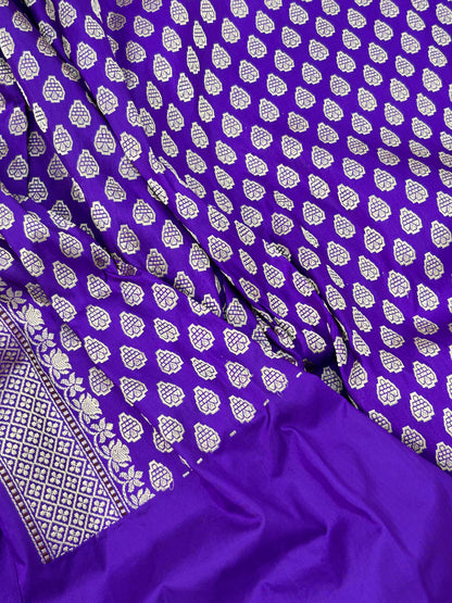 Purple Handwoven Pure Ektara katan Silk Banarasi Saree