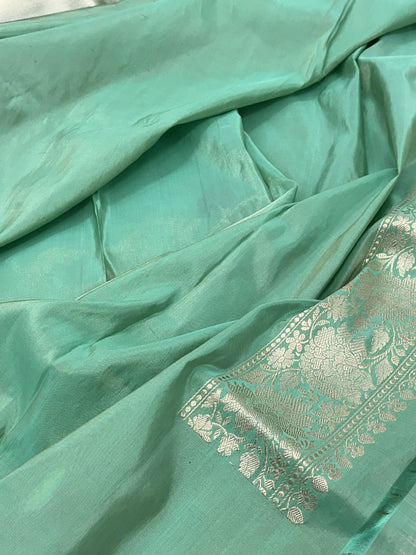 Mint Green Pure Handwoven Tissue Silk Banarasi Saree