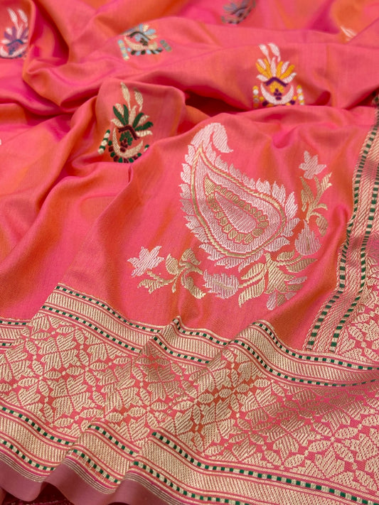 Pachish Pure Handwoven Ektara Katan Silk Banarasi Saree