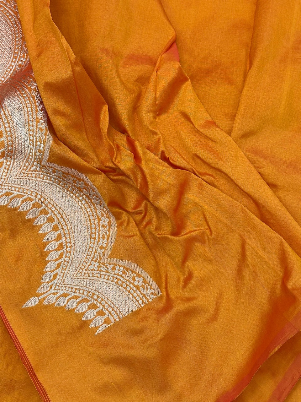 Mustard Pure Handwoven katan Silk Banarasi Saree