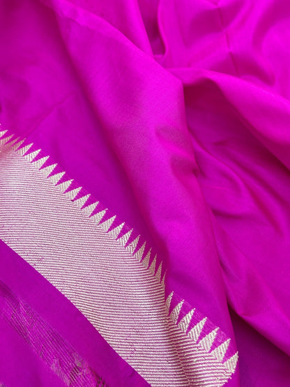 Dark Pink Pure Handwoven katan Silk Banarasi Saree