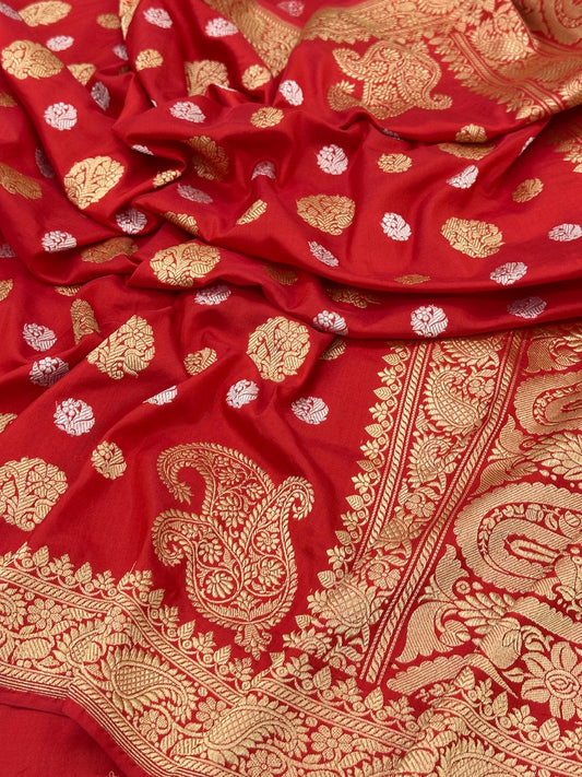 Real Zari Pure Handwoven Katan Silk Banarasi Saree