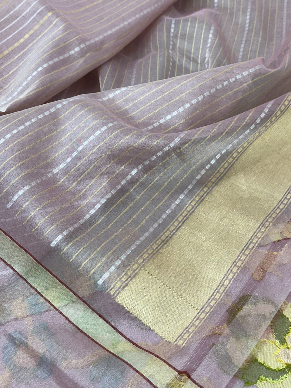Pista Green Kora Pure Organza Handwoven Banarasi Saree