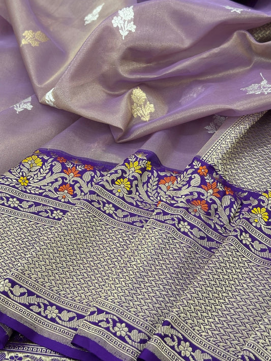 Purple Pure Tissue Handwoven Banarasi Saree