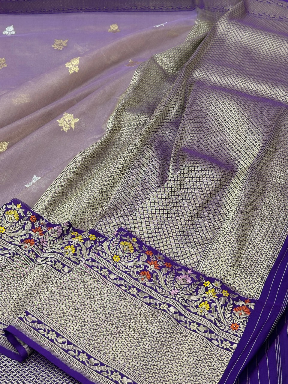 Purple Pure Tissue Handwoven Banarasi Saree