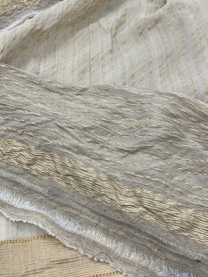Off White Pure Handwoven Tussar Georgette  Banarasi Saree