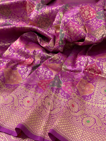 Magenta Rangkaat Pure Katan Silk Banarasi Saree