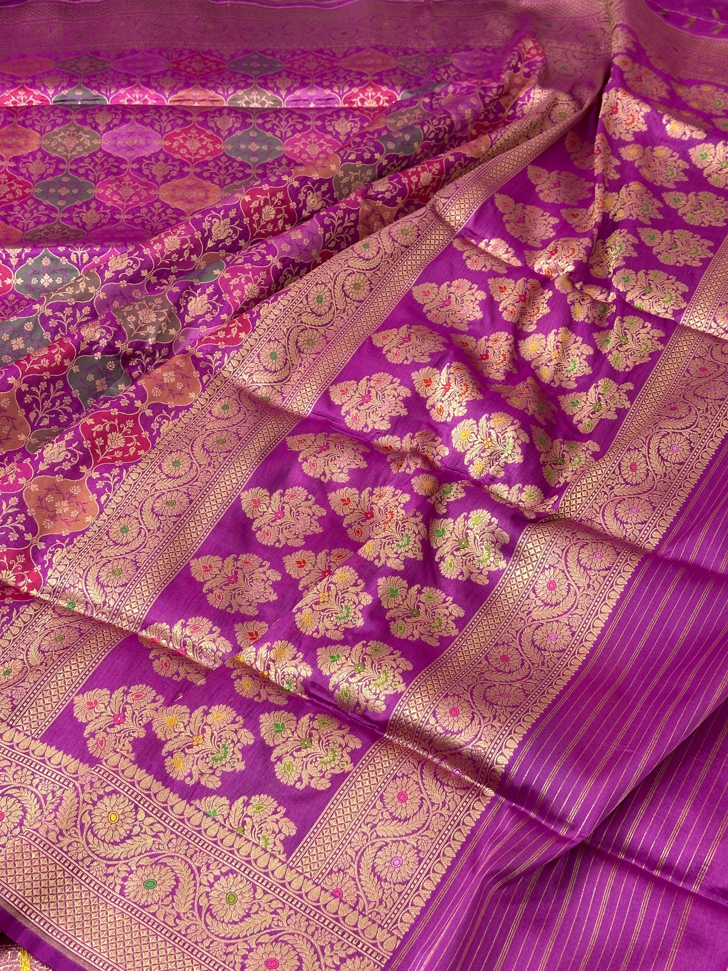 Magenta Rangkaat Pure Katan Silk Banarasi Saree