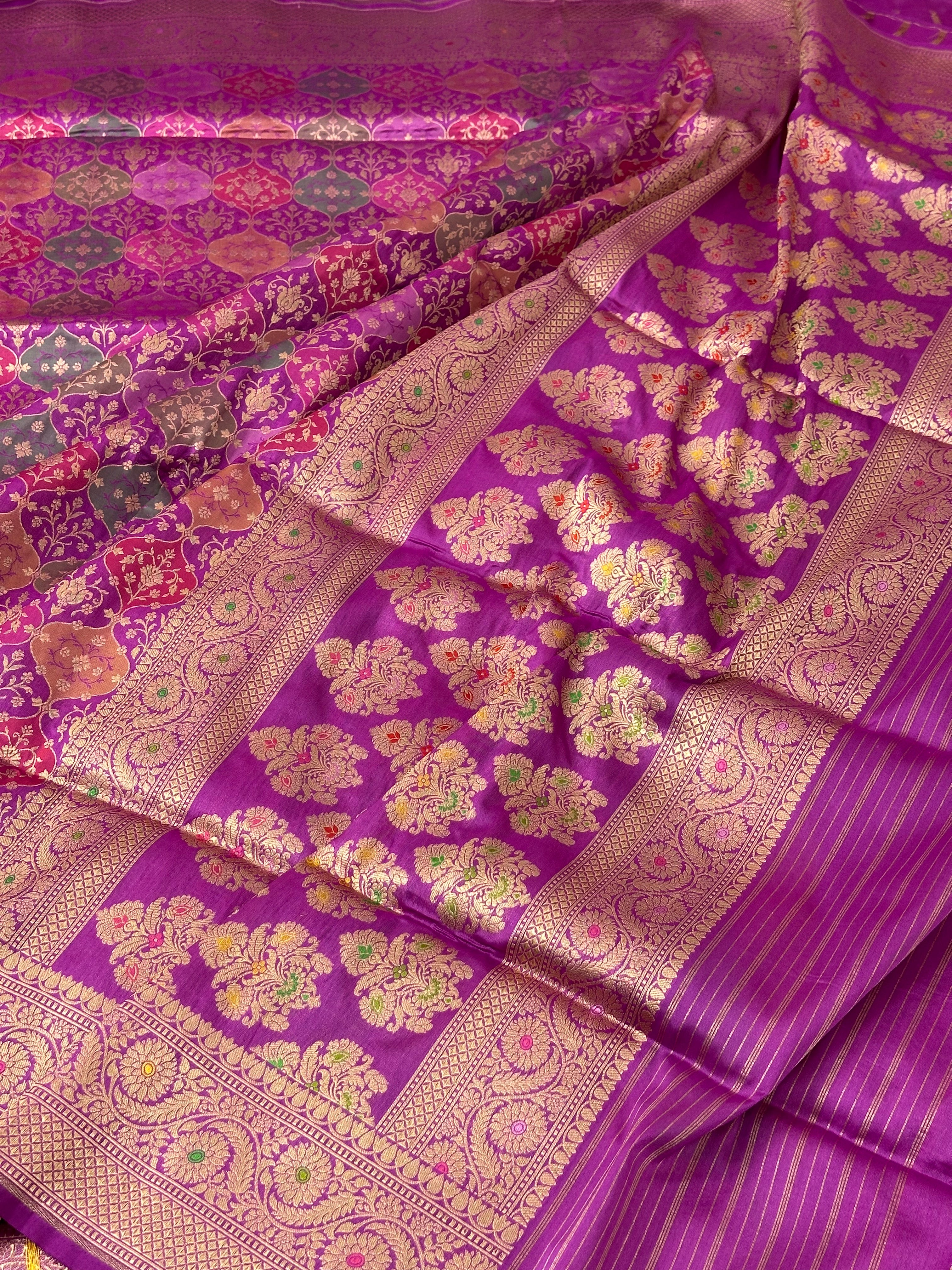 Magenta Rangkaat Pure Katan Silk Banarasi Saree