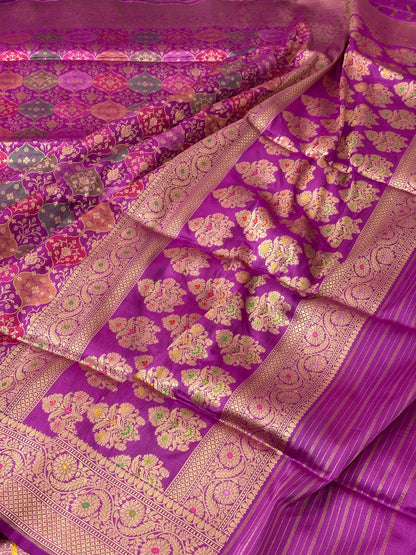 Magenta Rangkaat Pure Katan Silk Banarasi Saree