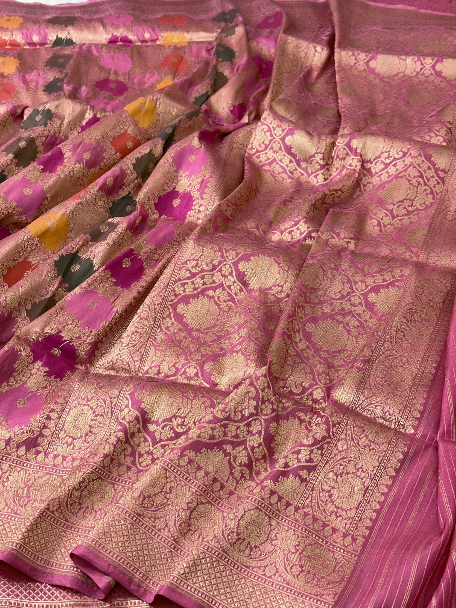 Pink Rangkaat Pure Katan Silk Banarasi Saree