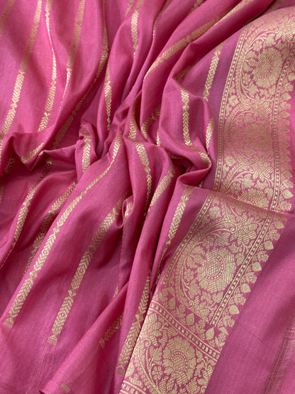 Pink Rangkaat Pure Katan Silk Banarasi Saree