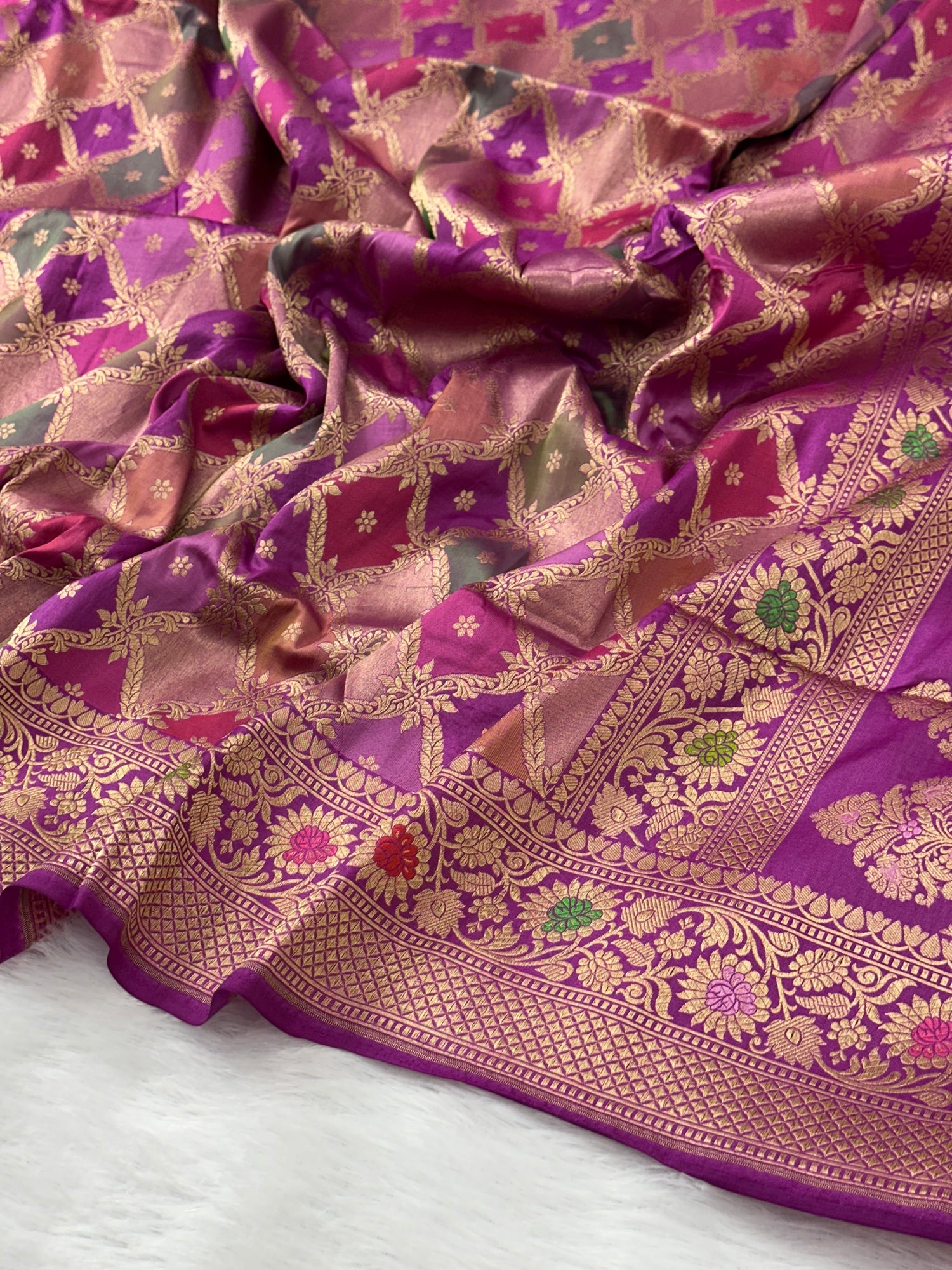 Purple Rangkaat Pure Katan Silk Banarasi Saree