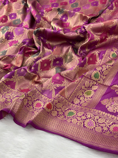 Purple Rangkaat Pure Katan Silk Banarasi Saree